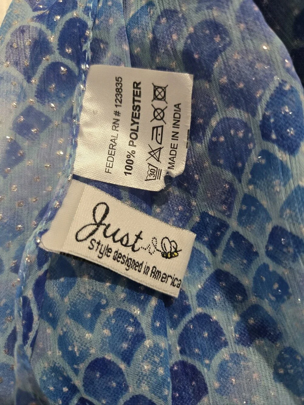 Blue Printed Lightweight Women's Scarf - Soft Patterned Wrap